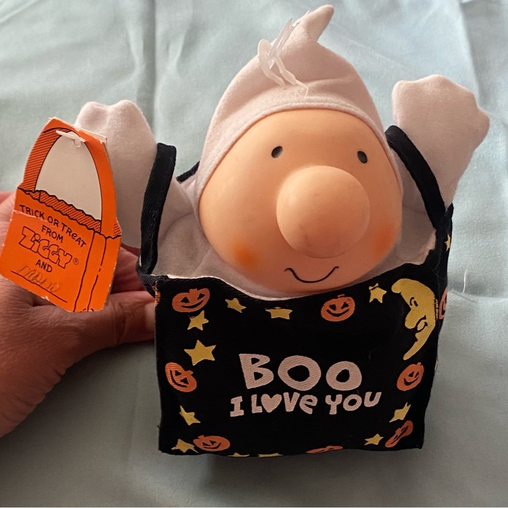 Vintage 1991 Ziggy Plush With Tag Halloween Bag Boo I Love You 6”H X 4” W